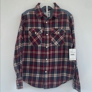 Joe's Boys Blue and Red Plaid Snap Button Down Casual Shirt Medium (5)